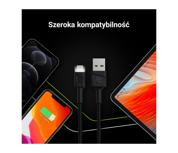 Green Cell Kabel USB - Lightning 1.2m (QC 3.0, LED) - 525163 - zdjęcie 6
